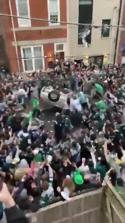 It's Always Sunny in Philadelphia. Eagles fans in Philly before the game started.