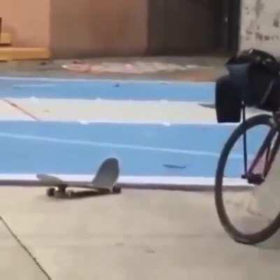 Smashing a skateboard