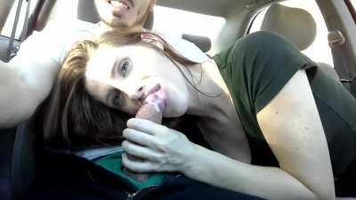 Blowjob from a Redhead in The Driver's Seat