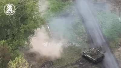 M1A1 Abrams working alongside a M2 Bradley from the 47th Mechanized Brigade in Kursk