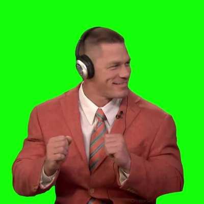 [GREEN SCREEN] John Cena listening to music on headphones Meme Template - John Cena vibing to music