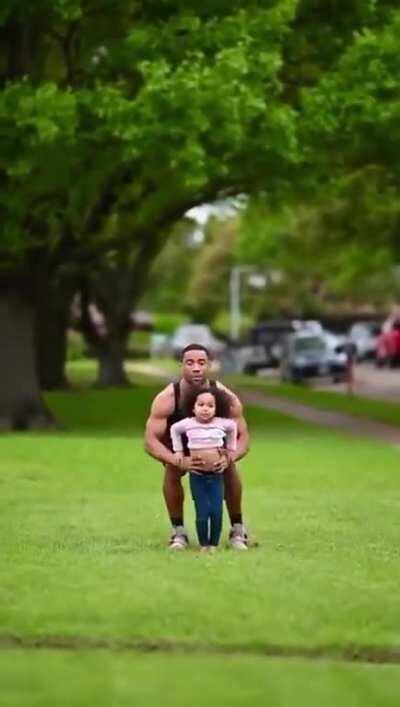 Father and Daughter cheerleading team