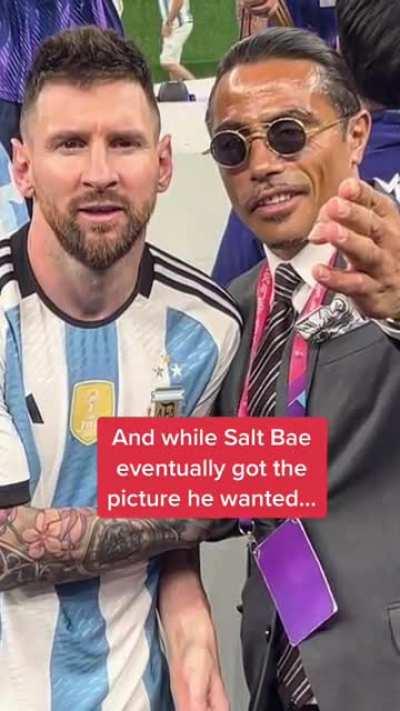 Salt Bae harrassing and grabbing Messi and touching the World Cup trophy.