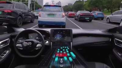 Self-driving car in congested city traffic