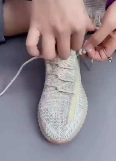 As long as you have a sausage you can unlock a new way to tie the Adidas Yeezy 350 Boost V2 