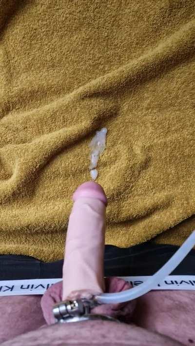 A fake dick with some fake cum