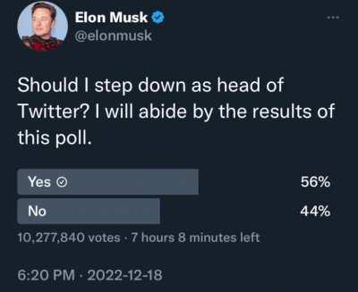 He will abide by the results of the poll