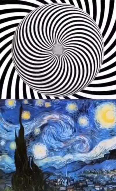 The Best way to see Van Gogh's &quot;Starry Night&quot; is to stare at the center of the spiral for 20 seconds and then look at the painting