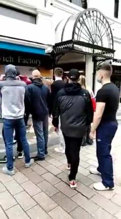 Irish lads chasing off nazi scum. Ya love to see it