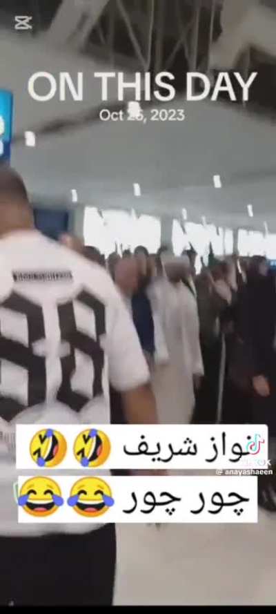 Pakistanis shout &quot;thief thief&quot; (chor chor) at their ex-Prime Minister when he arrives at Dubai Airport (taken from twitter)