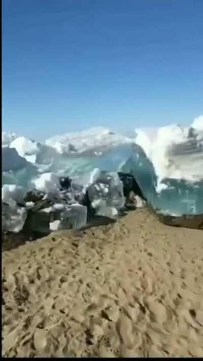 Ice Tsunami in the Yenisei River in Russia