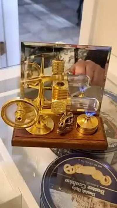 A &quot;Stirling engine&quot; which converts heat energy into mechanical energy.