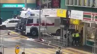 Multiple journalists shot to midair today in Hong Kong by water cannons