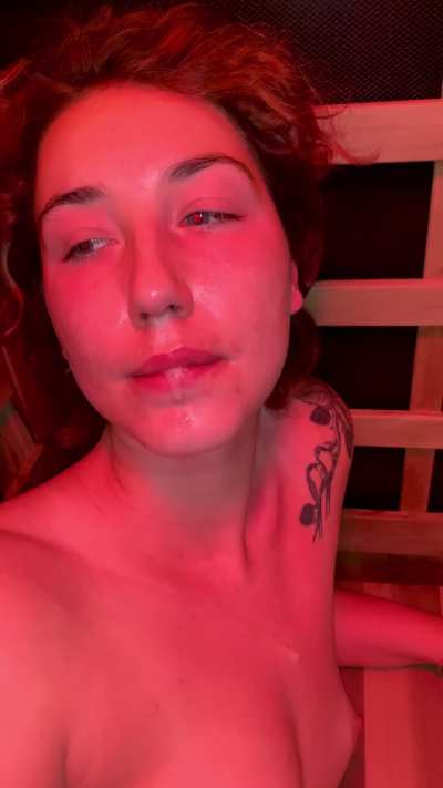 Tatted red head in the sauna x 25F fetish friendly botanical tattoos x aussie goddess