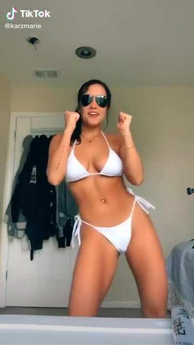 White bikini strut