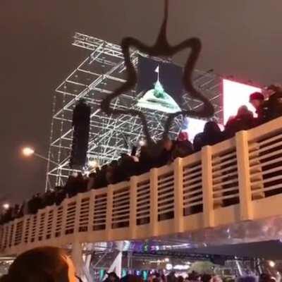 The bridge on the skating rink in Moscow's Gorky Park collapsed in the first minute of the New Year