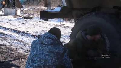 Russian backed Separatists expend a variety of ammunition in the direction of Ukrainian forces near Debaltseve - 2015