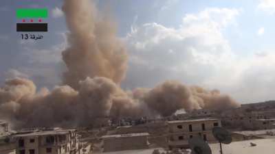 FSA 13th Division engineers detonate a large tunnel bomb underneath an SAA checkpoint - 2014