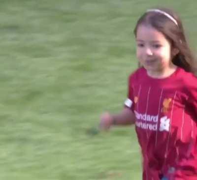 Mo Salah's daughter scoring in front of the Kop