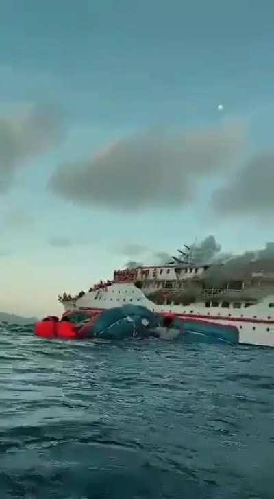 Passenger ferry carrying 181 caught fire off the coast of Indonesia, 29 May 2021