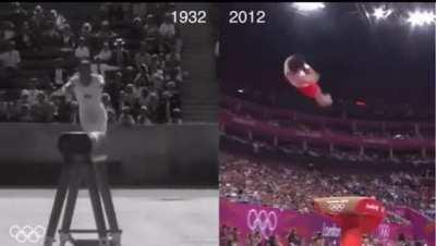 Gold medal-winning vaults 80 years apart (Men's Gymnastics)