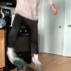 WCGW skateboarding in the kitchen