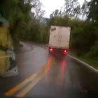 Breaks fail on a truck but the driver is a total pro.