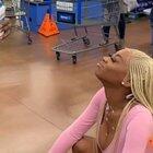 Squirting lotion on your face in Walmart