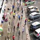 People living in Dublin, Ireland having a dance whilst social distancing. Seems like the whole neighbourhood is having fun.