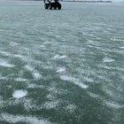 Riding over a frozen lake.